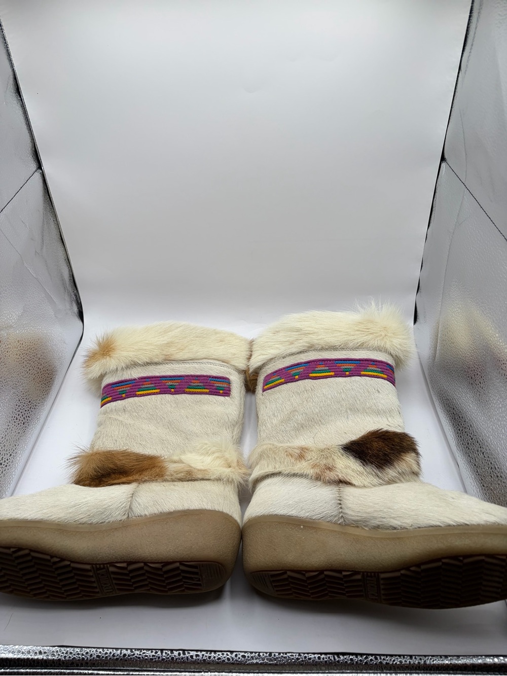 Vintage Tecnica Italy White Fur Ski Snow Boots Skandia Aztec Goat EU39 US 9 - Picture 7 of 11
